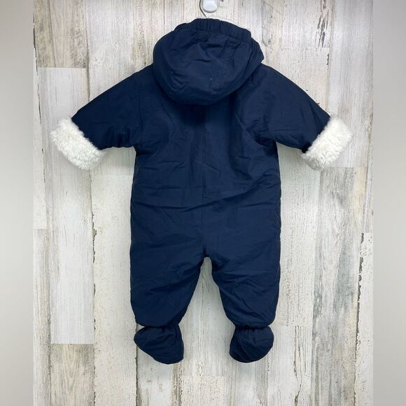 Land’s End Fur Lined Snowsuit Sz 6 months Navy Blue Fishing Boy - Picture 6 of 6